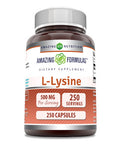 Amazing Formulas L-Lysine 500Mg 250 Capsules Amino Acid Supplement | Non-Gmo | Gluten Free | Made In Usa
