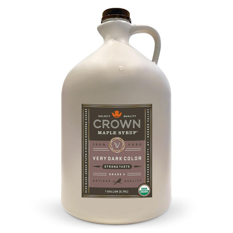 Crown Maple Certified Organic Dark Color Robust Taste Maple Syrup, Pure, Gluten Free, No Preservatives, Non-GMO pairs well with Pancakes, Coffee, Cocktails & Brunch, 12.7 Fl Oz (Pack of 1)
