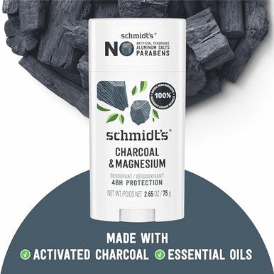 Schmidt'S Aluminum- Vegan Deodorant Charcoal & Magnesium With 48 Hour Odor Protection 2 Count For Women And Men Natural Ingredients Cruelty- 2.65 Oz Pack Of 2