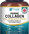 Marine Collagen With Hyaluronic Acid 1100Mg - 90 Capsules Boosted With Hyaluronic Acid, Vitamins C, E, B2, Biotin, Copper, Zinc And Iodine For Women And Men Made In The Uk By Prowise Healthcare