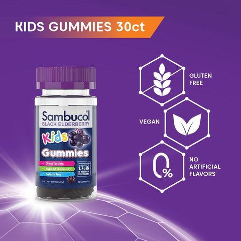 Sambucol Black Elderberry Syrup And Gummies For Kids - Elderberry Syrup Kids Kids Elderberry Gummies Black Elderberry Syrup For Kids Sambucus Kids - 7.8 Fl Oz 30 Gummies Bundle