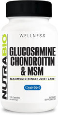 Nutrabio Glucosamine Chondroitin & OptiMSM Supplement Joint Support Formula - 120 Capsules (120 Count)