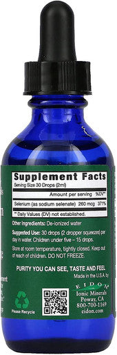 Eidon Ionic Minerals Ionic Selenium Liquid Concentrate Ionic Selenium Drops Helps Support Normal Liver Function a Healthy Immune System AllNatural Vegan Liquid Selenium Drops 2 oz Bottle