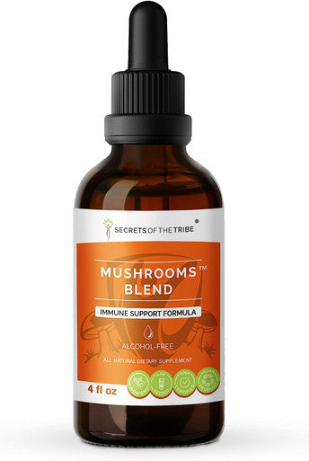 Secrets of the Tribe - Mushrooms Blend, Immune Support Formula, Herbal Supplement Blend Drops Alcohol-Free Liquid Extract (4 fl oz)