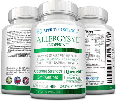 Approved Science Allergysyl Lower Intensity of Seasonal Allergies Boost Immunity Rich in Antioxidants Vegan Friendly 60 Capsules Made in USA