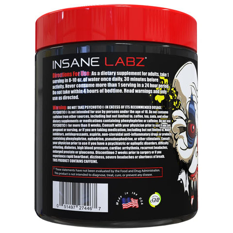 Insane Labz Psychotic High Stimulant Pre Workout Powder Extreme Lasting Energy Focus And Endurance With Beta Alanine Creatine Monohydrate Dmae 60 Srvgs Watermelon