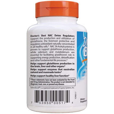 Doctors Best Nac Detox Regulators with seleno excell 180 Veggie Caps