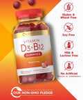 Carlyle Vitamin D3 + B12 Complex Gummies | 90 Count | Vegetarian, Non-Gmo, And Gluten Free Formula | Natural Strawberry Flavor