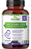 Zazzee Myo-Inositol + D-Chiro + Vitex, 120 Vegan Capsules, Optimal 40:1 Inositol Ratio, With 500 Mg Vitex, 100% Vegetarian, All-N