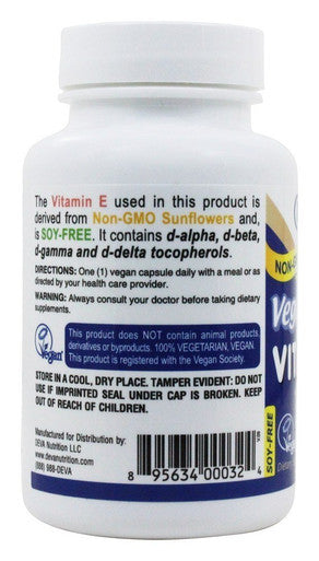 Deva Vegan Vitamins Vegan Natural Vitamin E with mixed tocopherols Veg Capsules - 90 Ea