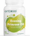 Ambrosial Ambrosial Evening Primrose Oil 1000mg (EPO) | Cold Pressed Evening Primrose Oil Capsules | Rich Source of Omega 6 Fatty Acids & GLA | High Strength Evening Primrose Capsules (Pack of 1-60 Softgels)