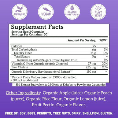 Llama Naturals Elderberry Gummies for Adults Vegan Organic Immune Support Supplement with Vitamin C and Zinc Real Fruit Gummy Vitamins for Immunity Chewable No Added Sugar Cane 90 Ct