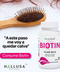Hallusa Natural Suplemento De Biotina - Pastillas Para La Ca da Del Cabello - Crecimiento Del Cabello Crecimiento De La Barba - Alopecia Y Calvicie - Biotin 10.000 Mcg 60 Capsulas