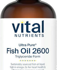 Vital Nutrients - Ultra Pure Fish Oil 2600 (Pharmaceutical Grade) - Hi-Potency Deep Sea Liquid Fish Oil Cardiovascular Support Natural Lemon Flavor - 8 Fl Oz per Bottle