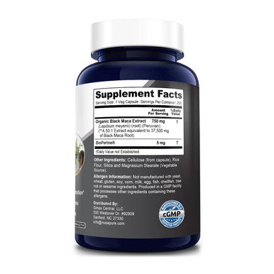 NusaPure Black Maca Root 37,500mg Equivalent per caps (50:1 Extract) 200 Veggie Capsules (Vegan, Non-GMO, Gluten-Free)