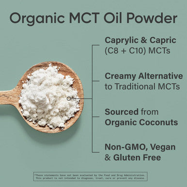 Sports Research Organic Mct Oil Powder - Keto & Vegan Mcts C8, C10 From Coconuts - Fatty Acid Brain & Body Fuel, Non-Gmo & Gluten - Unflavored, Perfect In Coffee, Tea & Protein Shakes - 10.6 Oz