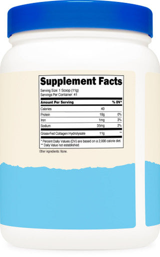 Nutricost Grass Fed Collagen Powder 1LB 454 G Grass Fed Bovine Collagen Hydrolysate (Unflavored) Collagen Peptides