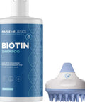 Biotin Shampoo With Scalp Scrubber Set - Hair Shampoo Brush And Silicone Scalp Exfoliator With Volumizing Shampoo Set Made With Rosemary Essential Oil And Biotin For Thinning Hair 16 Oz