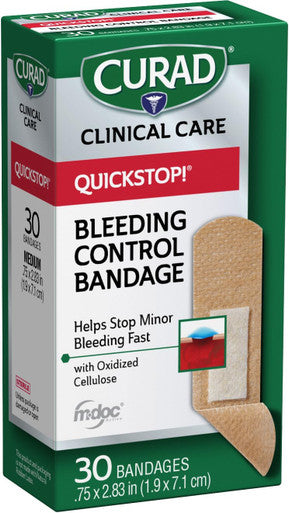 Curad QuickStop Flex-Fabric Bandages 0.75x2.83 Inch 30/Box One Box
