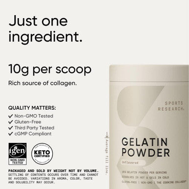 Sports Research Gelatin Collagen Cooking Powder - Sourced From Pasture Raised Cows Great For Cooking And Baking - Certified Keto Friendly And Non-Gmo