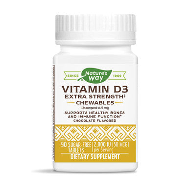 Nature'S Way Vitamin D3 Extra Strength, Sugar-Free, Chocolate Flavored, 90 Chewables