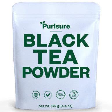 Purisure Instant Black Tea Powder 125G Pure Formula Quick Dissolve For Hot/Cold Tea Unsweetened Instant Tea Powder For Beverages Baking Energy & Health Boost No Additives Non-Gmo 125 Servings