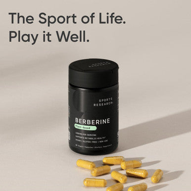 Sports Research Berberine - Herbal Ayurvedic Metabolic Health Support - 1000 Mg - 60 Capsules - Vegan Certified, Gluten-Free, Non-Gmo