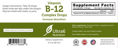 Vitamin B12 Drops. 90 Day Supply. Liquid B12 for Best Absorption - Methylcobalamin B12 Great for Energy. Sublingual B12 Drops