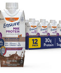 Ensure Max Protein Nutrition Shake With 30G Of Protein & Max High Protein Nutrition Shake Milk With 30G Of Protein 1G Of Sugar Chocolate W/Caffeine 11 Fl Oz (Pack Of 12)