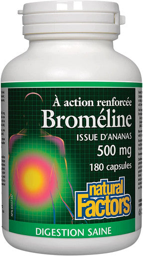 Natural Factors Bromelain 500 mg Enzyme Support for a Healthy Digestive System 180 Capsules.