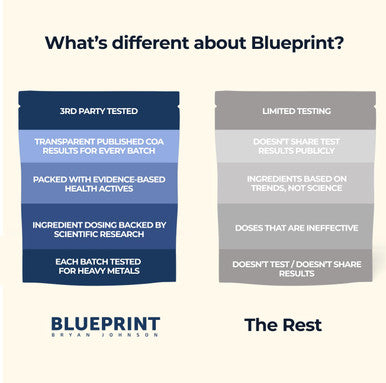 Blueprint Bryan Johnson Longevity Mix Muscle Builder & Recovery Supplement Promotes Focus and Balanced Mood Magnesium Creatine L Theanine Glutathione & Vitamin C 30 Servings Blood Orange