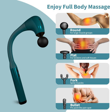 Massage Gun With Extension Handle Deep Tissue Massage Gun For Pain Relief, Muscle Massager For Back Neck Shoulders Waist Legs
