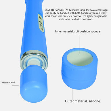 Wired Powerful Handheld Electric Massager, Strong Magic Vibration Personal Back Massage For Sports Recovery, Muscle Aches, Body Pain (Blue)