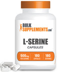 BulkSupplements L-Serine Capsules - Amino s Supplement Mood & Brain Health - , Soy Free - 1 Capsule - 180-Day (6-Month) Supply (180 Capsules)