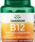 Swanson Vitamin B-12 Methylcobalamin High Absorption 5000 mcg 60 Tabs