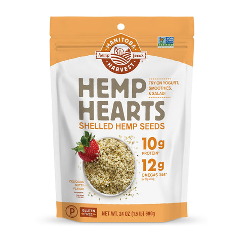 Manitoba Harvest Hemp Hearts, Shelled Hemp Seeds - 16oz - 10g Plant Protein & 12g Omega 3 & 6 per 30g serving - Easy to Digest with 9 Amino Acids - Gluten Free, Non-GMO Project Verified