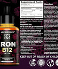 Elements Liquid Iron Supplement For Women & Men With Vitamin B12 5000Mcg - Blood Builder For Anemia - Liquid Vitamin B12 Drops For Adults With Mct Oil, Natural Grape Flavor, 2 Fl Oz