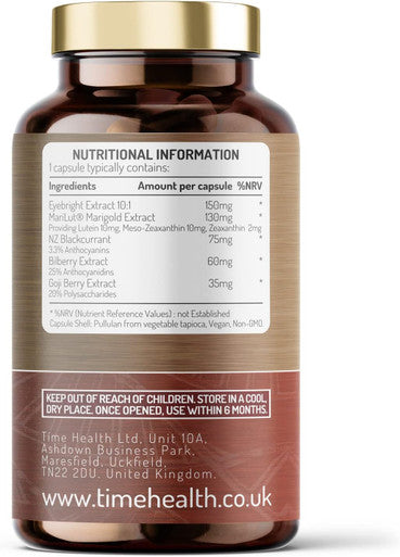 Eye Complex 7-120 Capsules - Lutein, Meso-Zeaxanthin, Zeaxanthin, Nz Blackcurrant, Bilberry, Goji & Eyebright 4 Month Supply Uk Manufactured