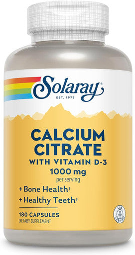 Solaray - Calcium Citrate with Vitamin D-3 Capsules, 1000mg, 180 Counts