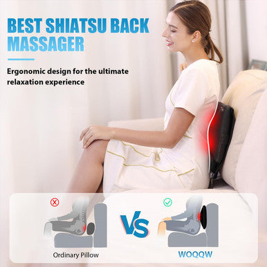 Woqqw Back Massager, Shiatsu Neck And Back Massager, Deeper Tissue Kneading Massage Pillow With Heat For Shoulders,Waist,Legs,Foot, Body Relieve Muscle Pain - Best For Women/Men/Dad/Mom