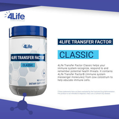 4Life Transfer Factor Classic - Immune Support Supplement with Cow Colostrum for Enhanced Immune System Recognition Response and Memory - for Ages 2 and Up - 90 Veggie Capsules