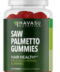 Saw Palmetto Gummies Hair Growth Supplement for Women and Men to Assist Reversal of Balding Hair Thinning by Blocking DHT Receptors Vegan Gummies
