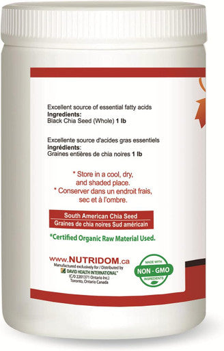 Certified Organic Raw Black Chia Seeds 1lb (16 Ounce) Non-GMO, Nutrient-Dense Seeds for Salads, Yogurt & Smoothies, Vegan, Gluten-Free, Keto & Paleo Friendly