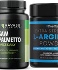 Saw Palmetto Herbal Supplement with L Arginine Workout Powder for for Men as Muscle Growth Enhancement and Vascular Support