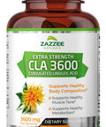 Zazzee Extra Strength Cla 3600, 180 Softgels, 3600 Mg Per Serving, High-Potency Conjugated Linoleic Acid, Concentrated And Standa