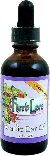 Herb Lore Garlic Oil Ear Drops - 2 fl oz - Garlic Ear Drops for Kids & Adults - Garlic Ear Oil for Itchy Ears - Ear Pain Relief Drops - Earache Drops with Olive Oil