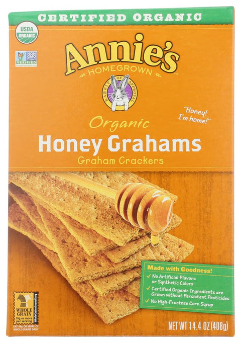 Annie's Organic Friends Bunny Grahams, Chocolate Chip, Chocolate, and Honey Baked Graham Snacks, 11.25 oz