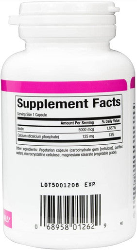 Natural Factors Biotin 5000mcg Promotes Healthy Hair Nails 60 Vegetarian Capsules