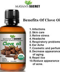 Mayan's Secret USDA Certified Organic Pure Clove Stem Essential Oil - Pure and Natural, Therapeutic Grade Large 1oz Bottle - Perfect for Aromatherapy, Relaxation, Skin Therapy & More