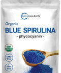 Organic Blue Spirulina Powder (Phycocyanin Extract), No Fishy Smell, 100% Vegan Protein from Blue-Green Algae, Luminous Blue Food Coloring for Smoothies, Baking, Drinks & Cooking - 50 Servings